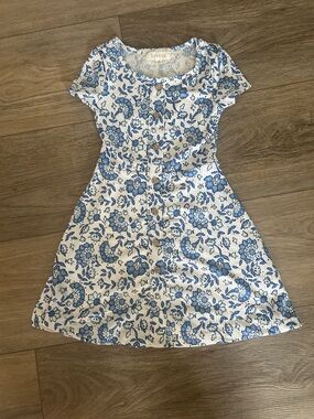 btween Blue and White Floral Button-Front Casual Dress Size 4T